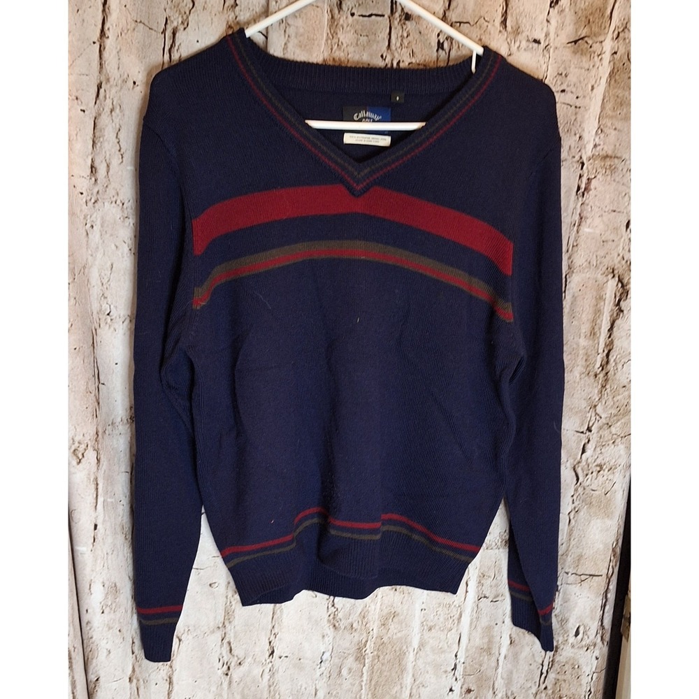 Callaway Gold Red and Blue pullover V-neck‎ Long Sleeve Men's size Small Sweater